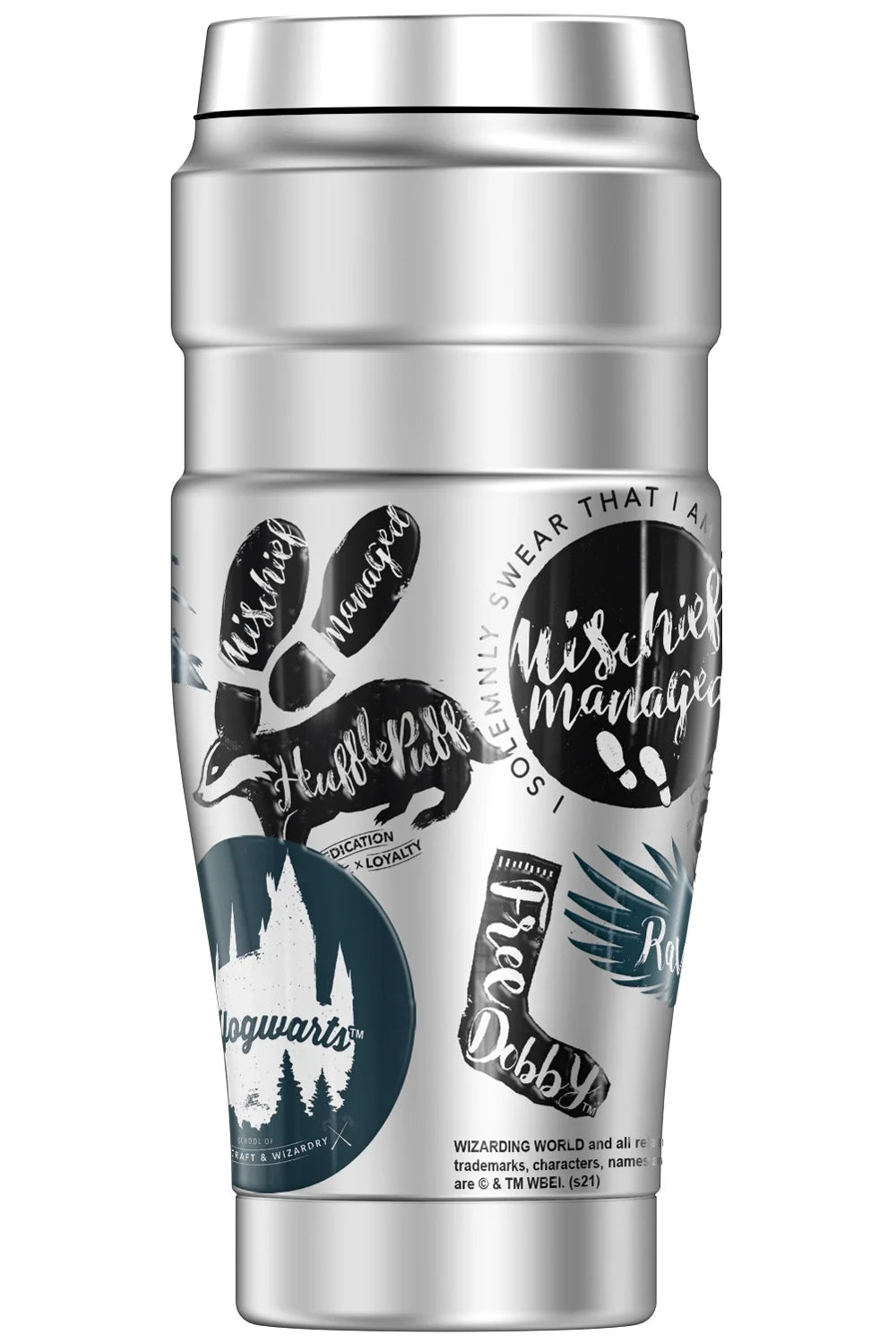 Harry Potter Hogwarts Stamp Collage Stainless Steel Travel Tumbler, Vacuum insulated & Double Wall, 16oz C36937