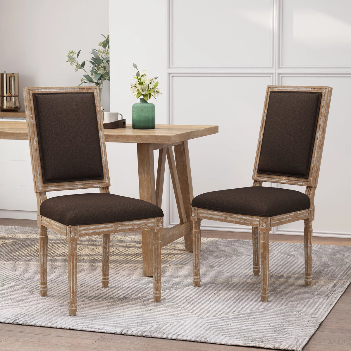 Upholstered Wood Dining Chair Set of 2 Brown U603893