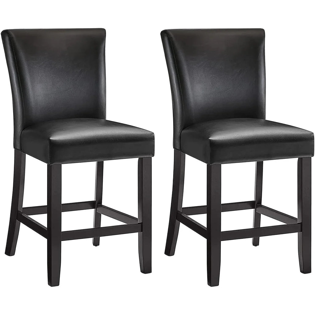 Black Faux Leather Bar Stools Set of 2 Z852821