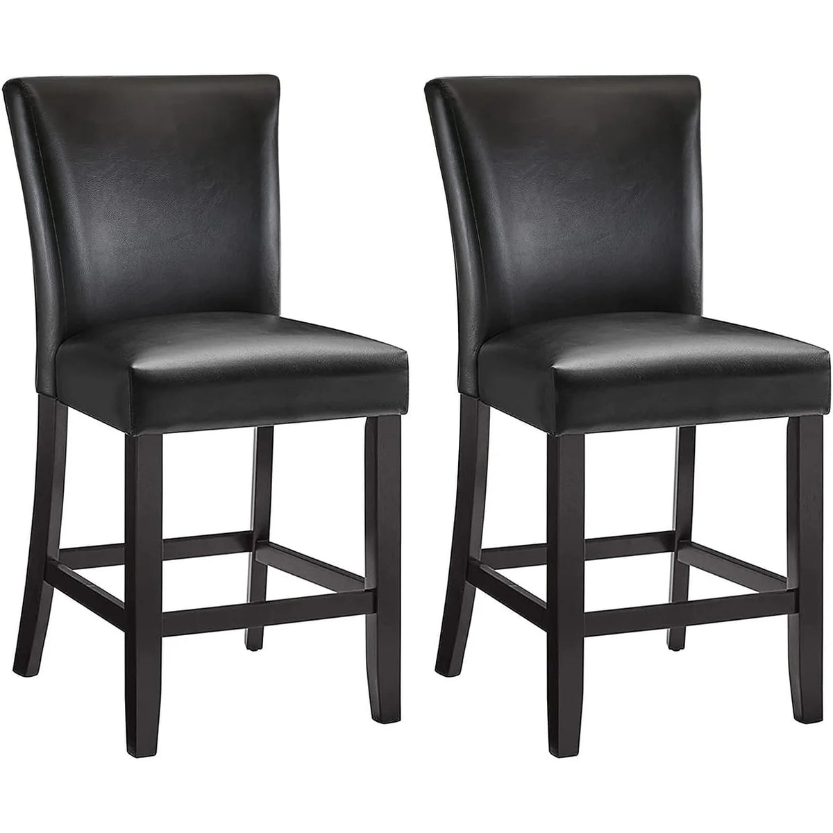 Black Faux Leather Bar Stools Set of 2 Z852821