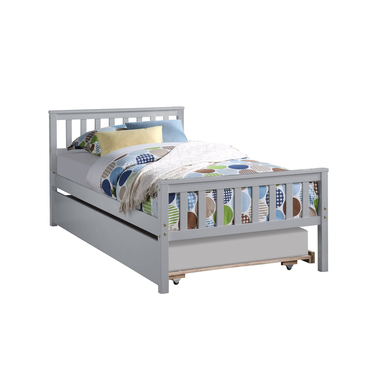 White Twin Bed with Trundle M577