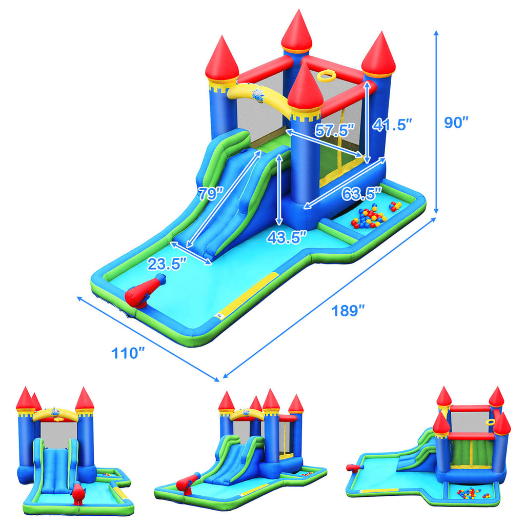 Inflatable Castle Bounce House Slide Water Park Ball Pit with 550W Blower K146052