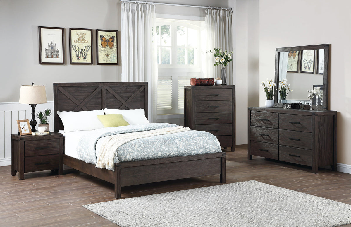 4pc Solid Wood Eastern King Bedroom Furniture Set Q6483