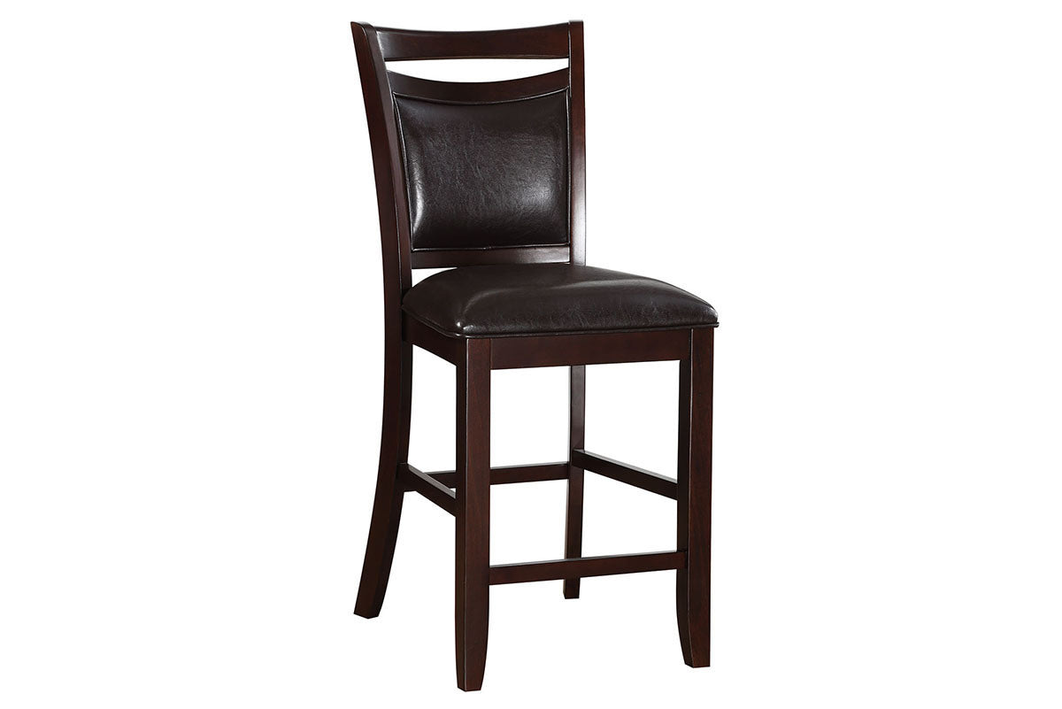 Set of 2 Counter Height Chairs Brown Wood Faux Leather Y535