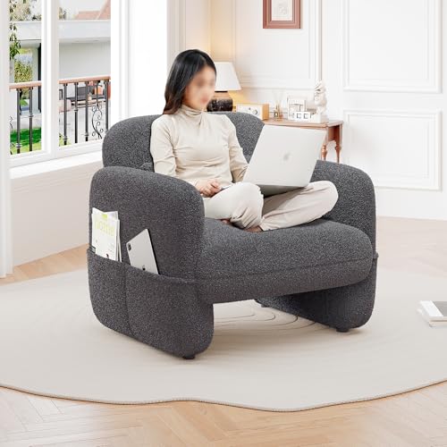 Oversized Sherpa Armchair with Waist Pillow D1651