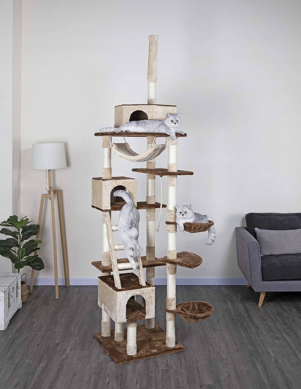 Beige and Brown Cat Furniture Condo Tree O709
