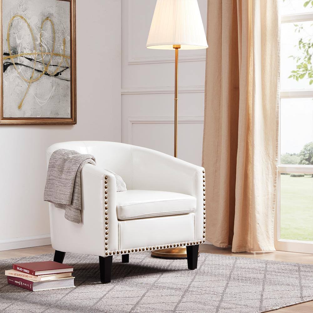 Beige Fabric Barrel Chair R92846