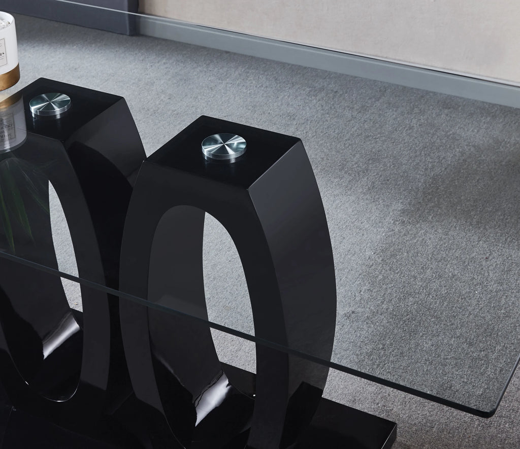 Tempered Glass Top Double Pedestal Dining Table S34883