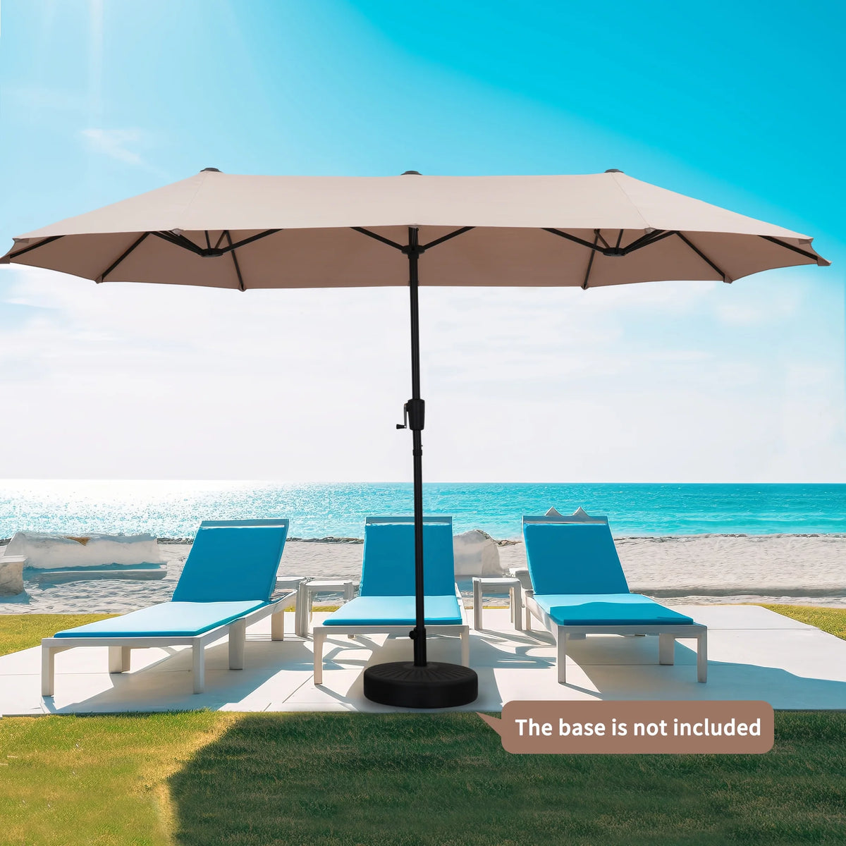 13 FT Patio Umbrella with Easy Crank, Dark Blue H58786