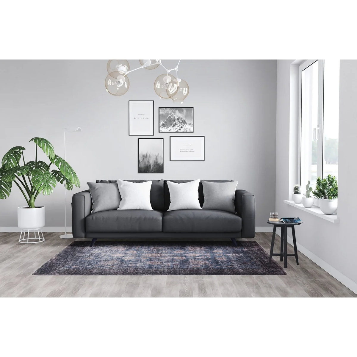 Blue Abstract Washable Area Rug 2' x 3' U8561