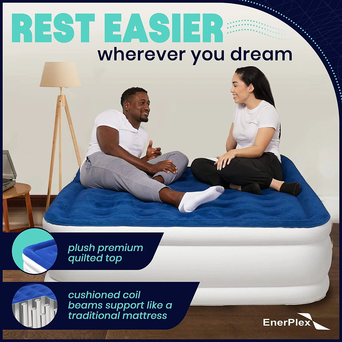 Queen 13 Inch Double Height Air Mattress with Built-in Pump O84029