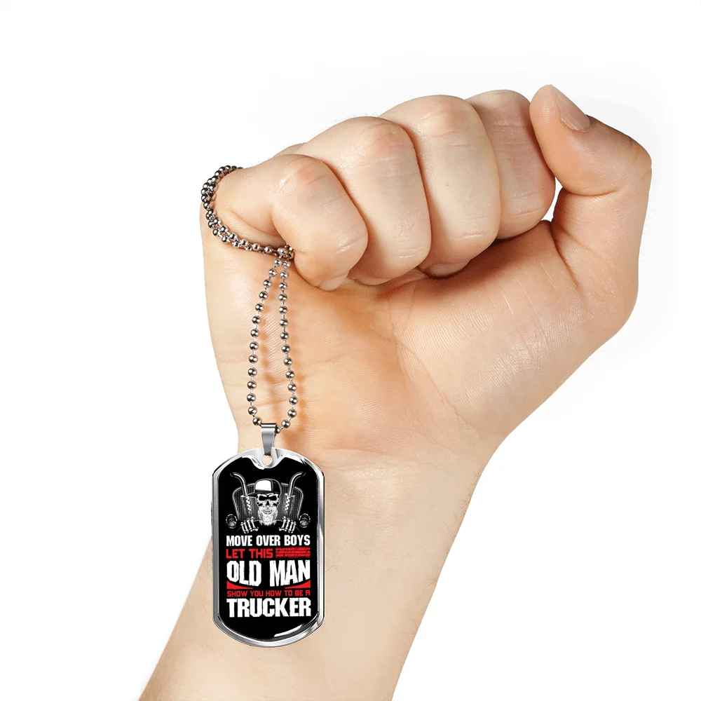 Dog Tag Stainless Steel or 18k Gold 24" Chain V637