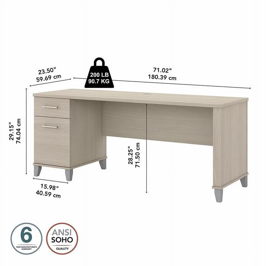 72" Engineered Wood Office Desk with Drawers Y238