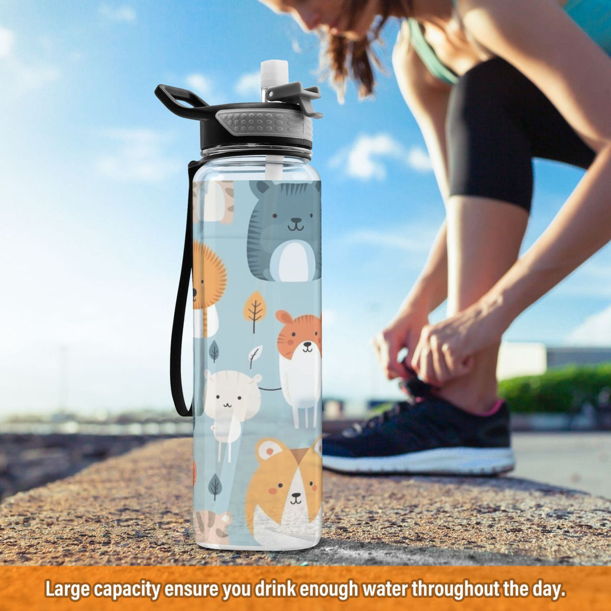 32oz Leakproof Tritan Sports Water Bottle with Straw N568619