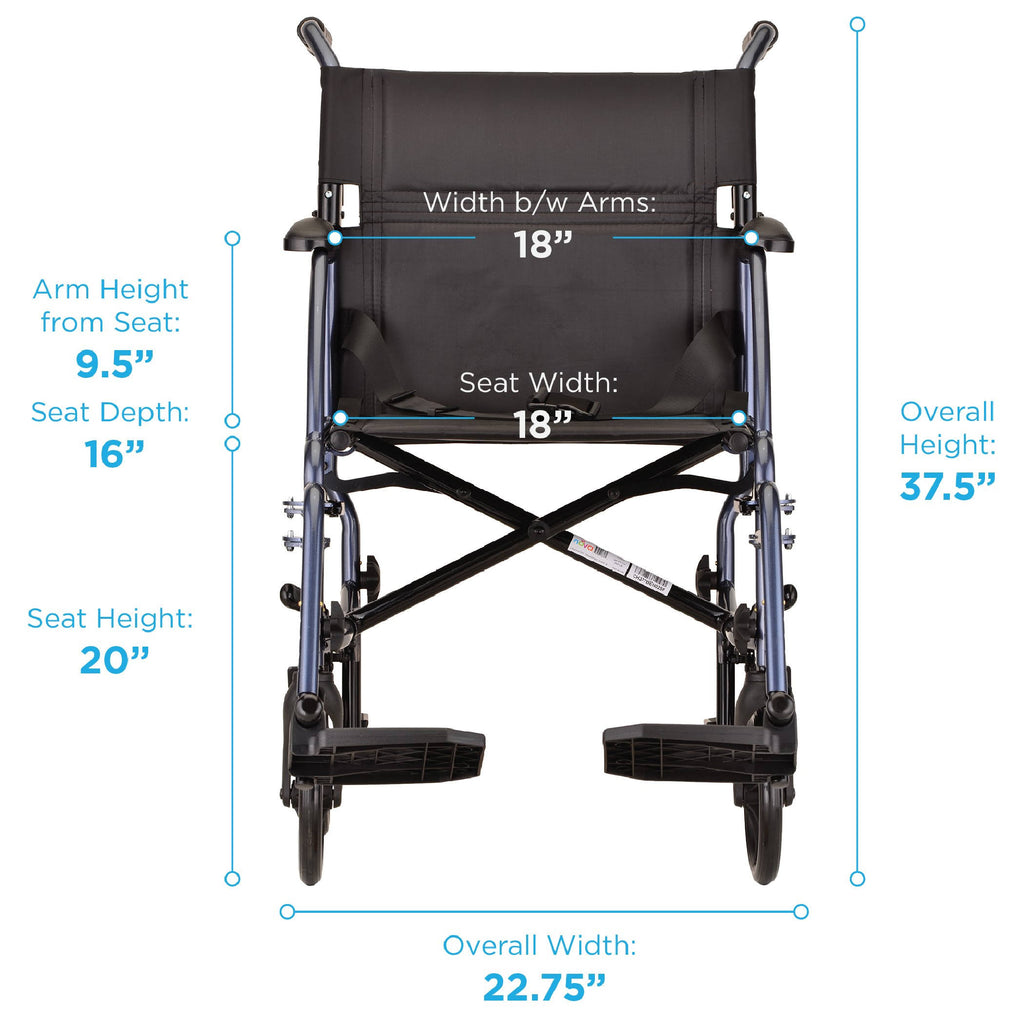 Blue Lightweight Transport Chair V7098