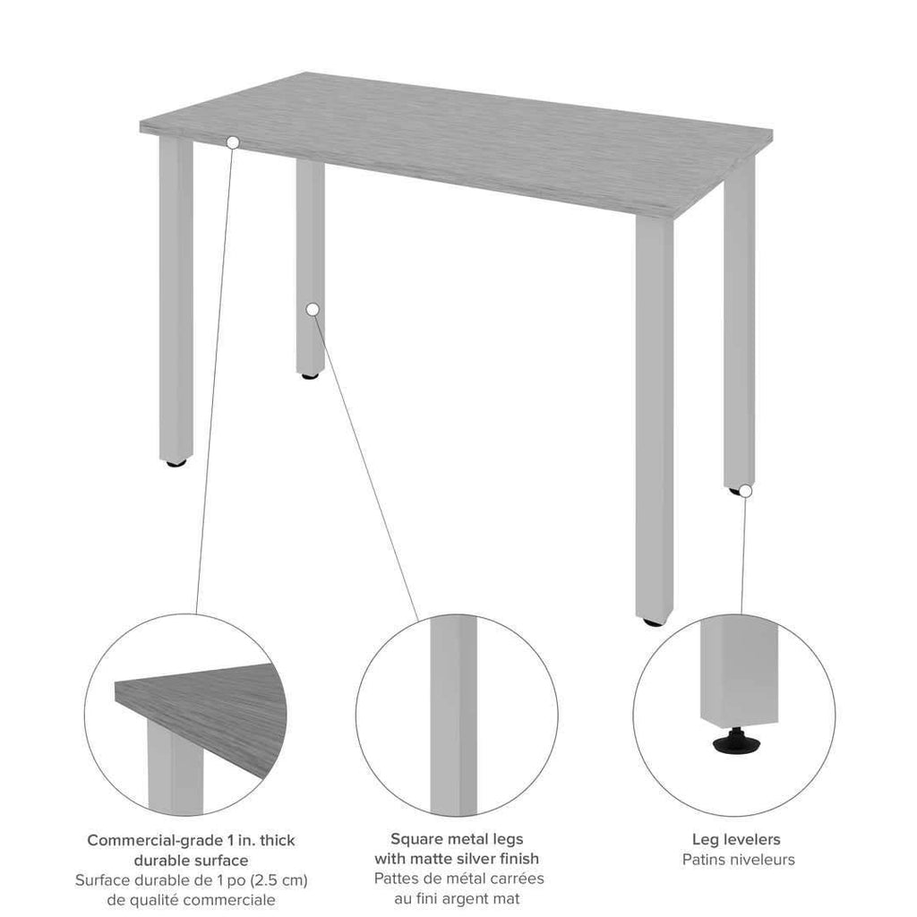 24x22 x 48x22 Table with Square Metal Legs in Black K922