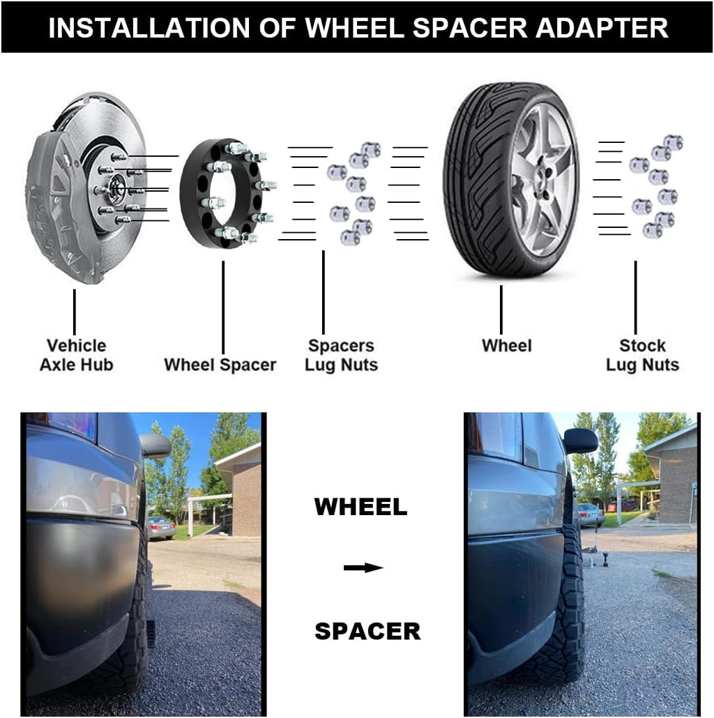 Black Forged 8x170 to 8x6.5 Wheel Adapters 1.5 Inch with 14x1.5 Studs Pack of 2 M77066