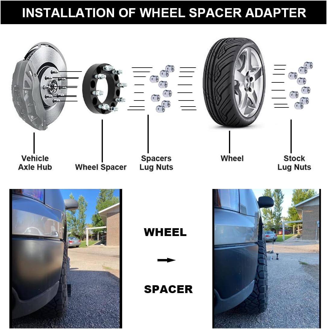 Black Forged 8x170 to 8x6.5 Wheel Adapters 1.5 Inch with 14x1.5 Studs Pack of 2 M77066