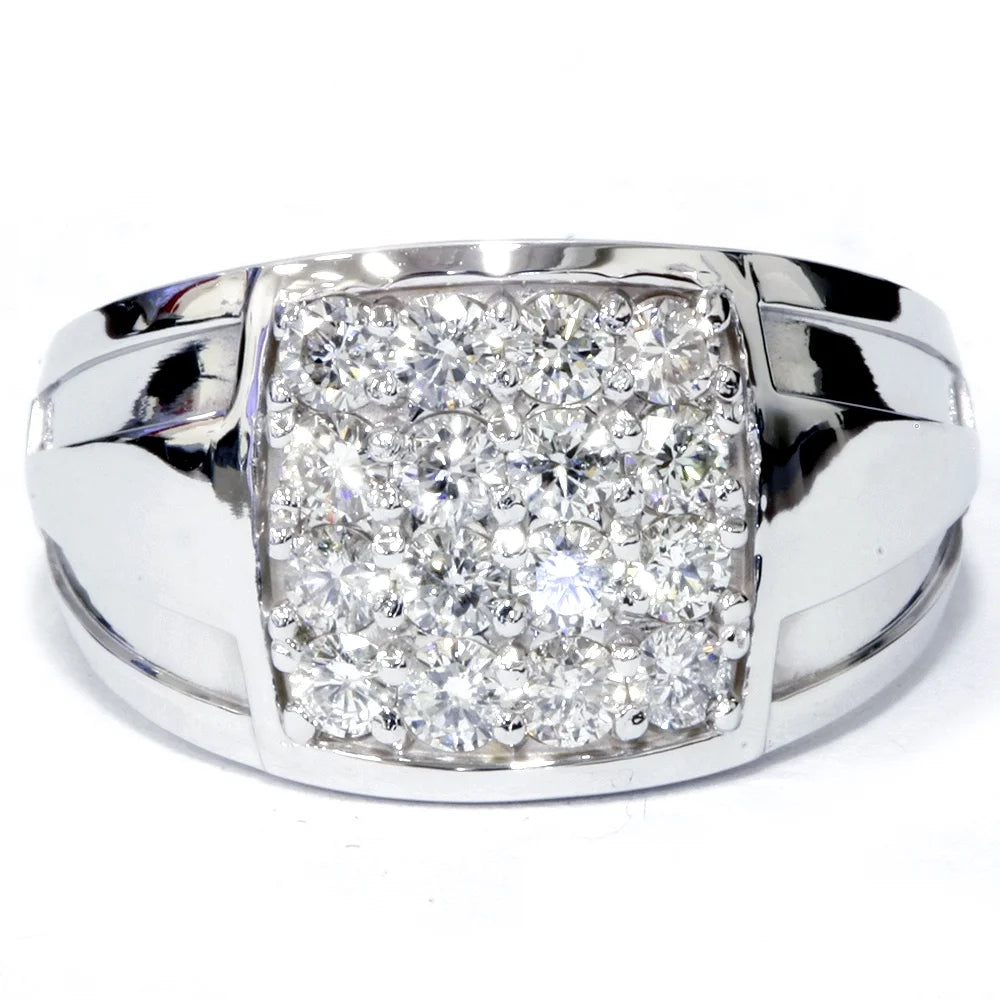 10k White Gold Diamond Mens Ring I394