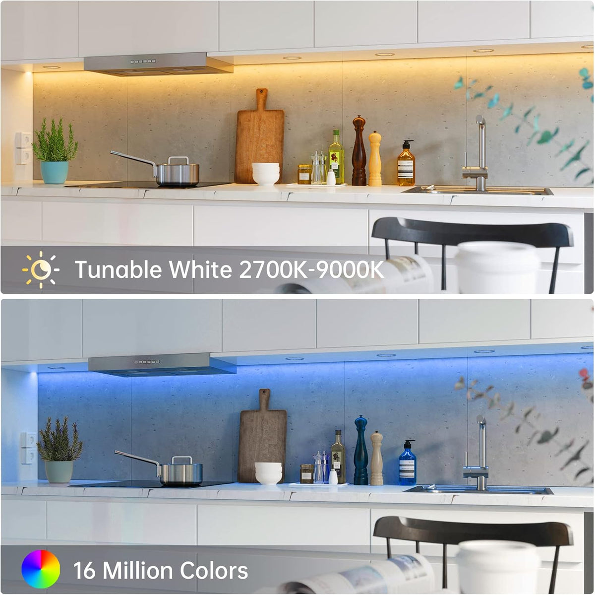 16.4ft RGB LED Strip Lights with Smart App, IP67 Waterproof Silicone Light Strip, Pack of 2 W3906