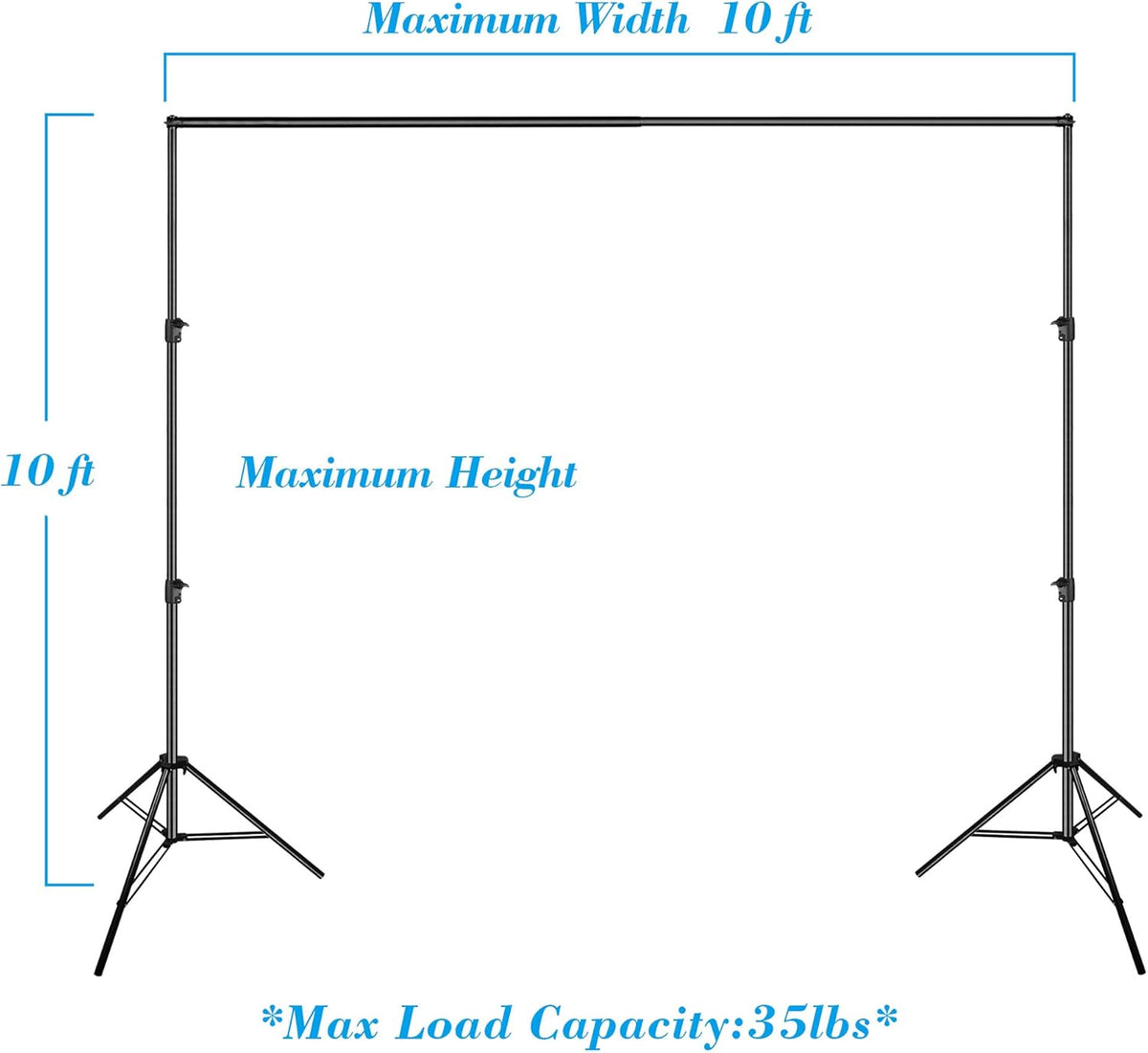 10 x 10 ft Heavy Duty Adjustable Backdrop Support System Kit with Carry Bag U323133