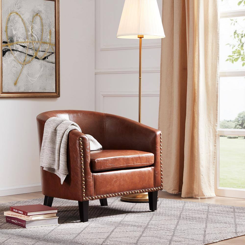 Beige Fabric Barrel Chair R92846