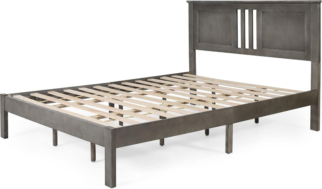 Gray Acacia Wood Queen Bed Platform L35431