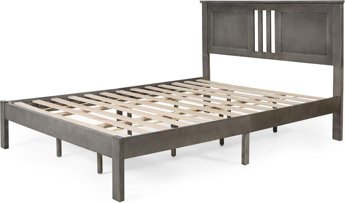 Gray Acacia Wood Queen Bed Platform L35431