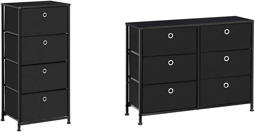 4-Tier Fabric Drawer Storage Cabinet, Black D581