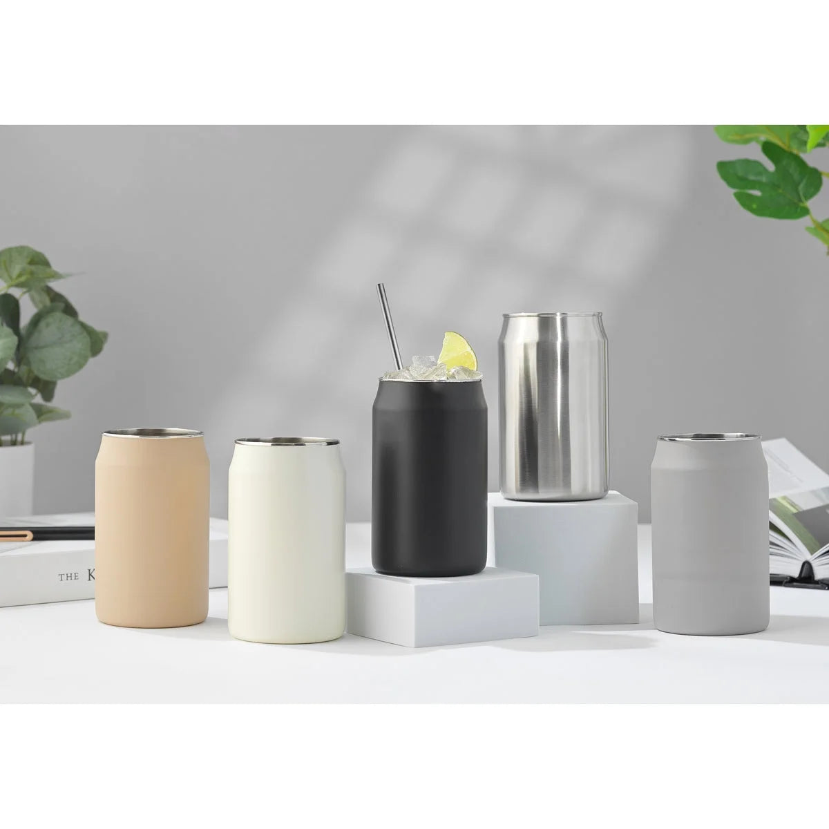 Stainless Steel 16 oz Tumblers with 6 Straws & Brush V217