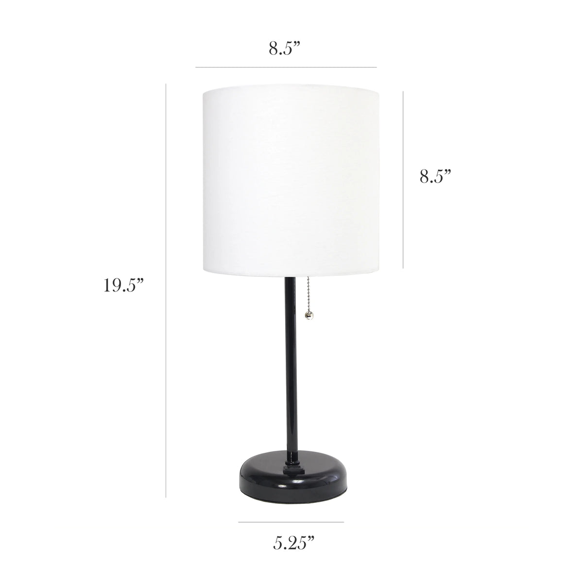Black Stick Lamp with Outlet and Fabric Shade Two Pack Set C750