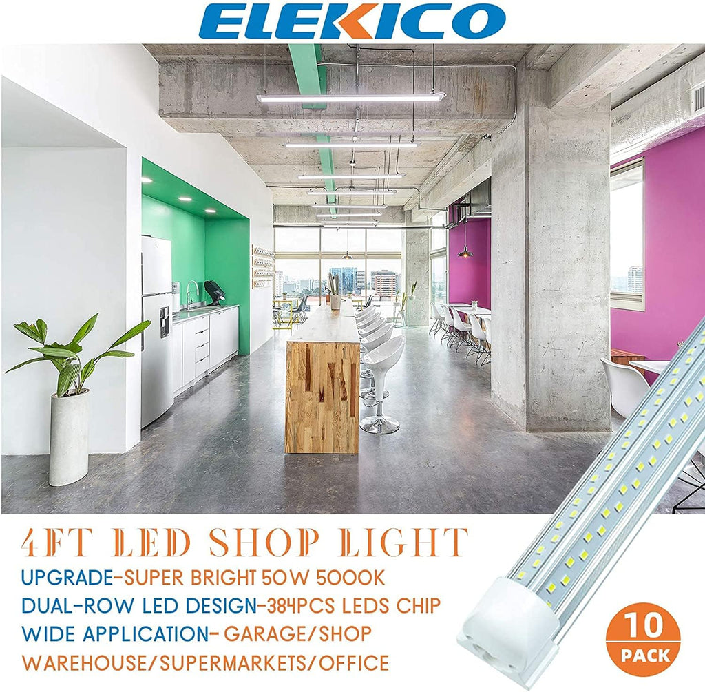 10 Pack 4FT 50W 7200LM 5000K Linkable LED Shop Light U412361