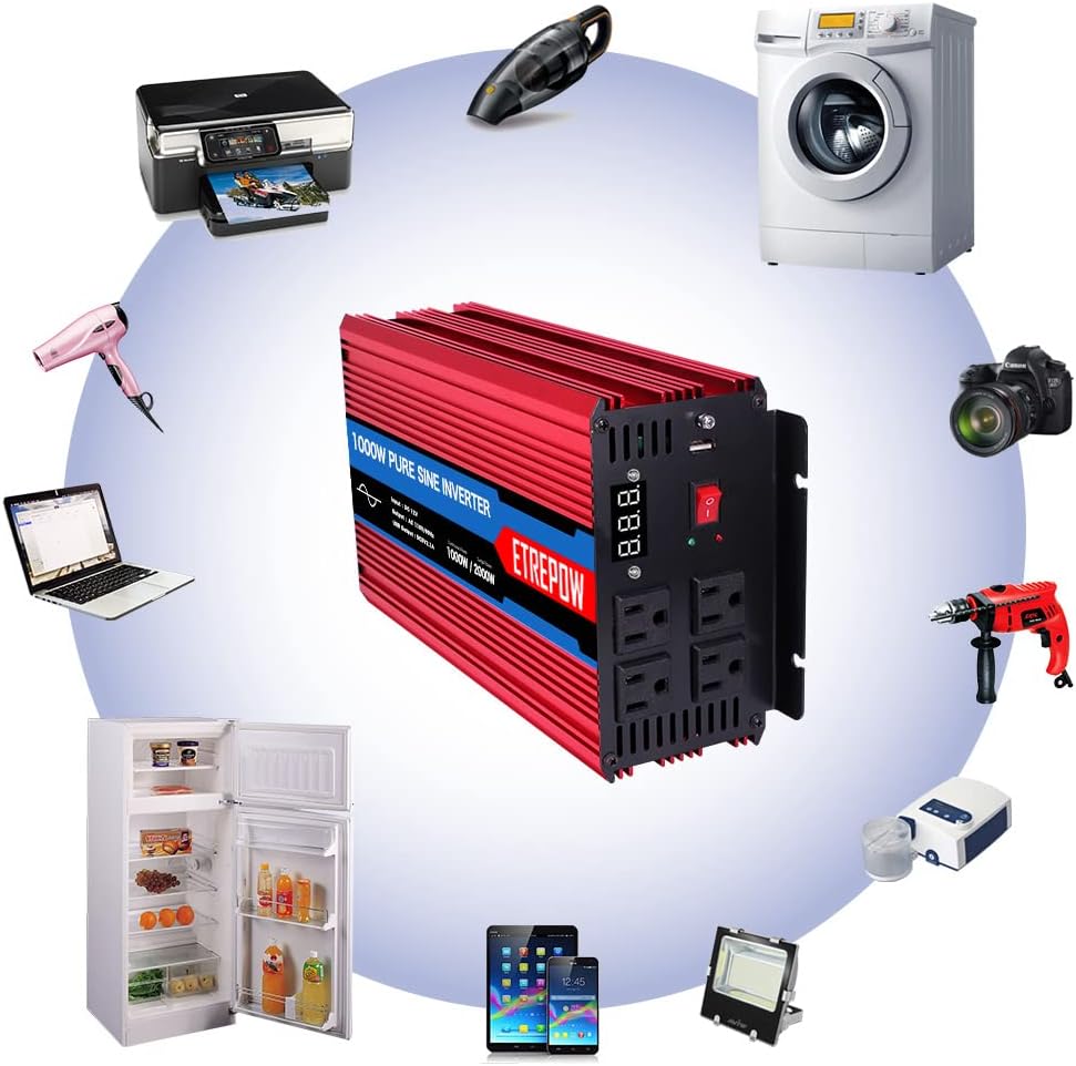 2000 Watt Pure Sine Wave Power Inverter 12V DC to 110V AC Wireless Remote Control M16466