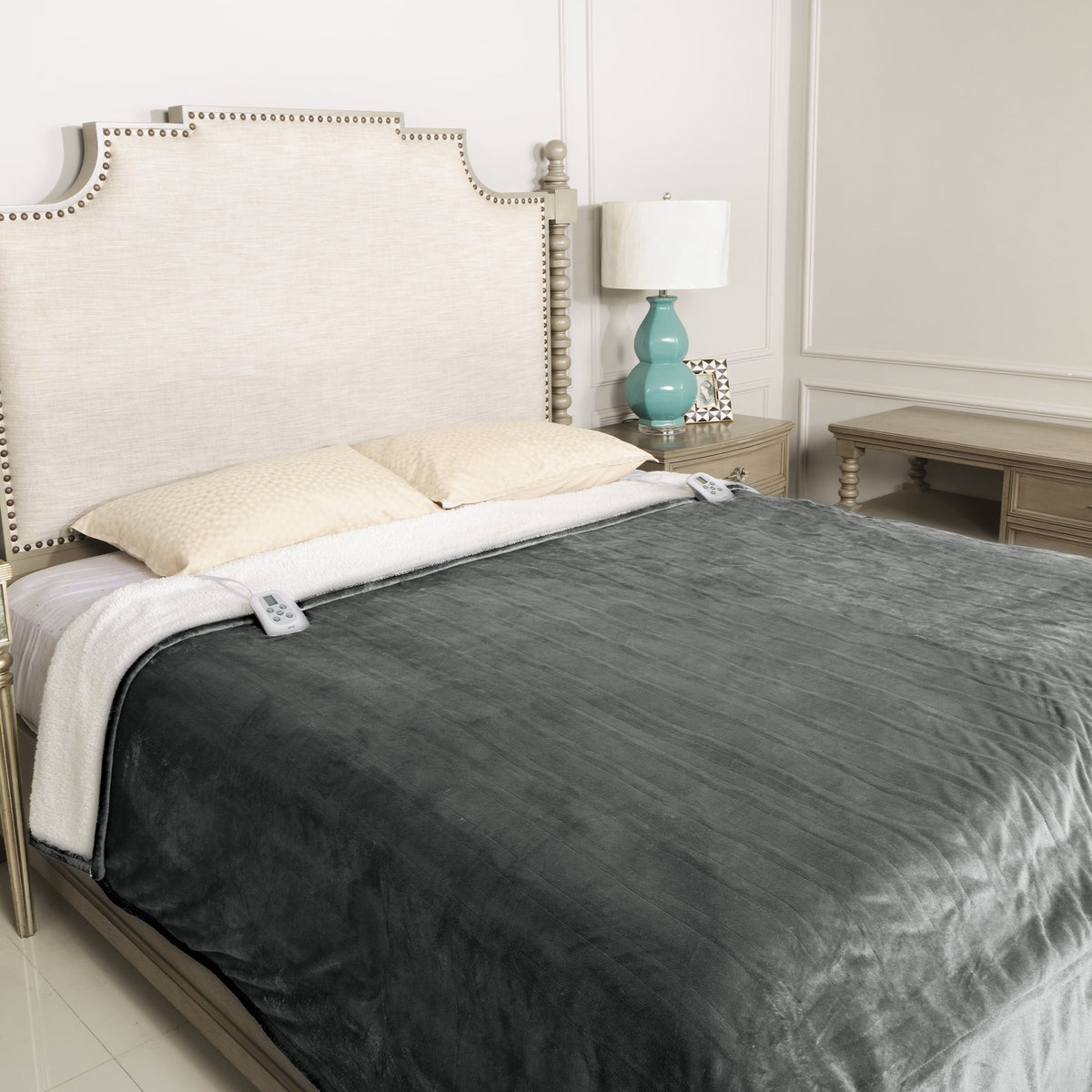 Queen Size Electric Heated Blanket Grey U4507