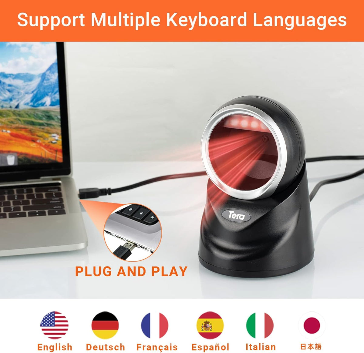 2D Desktop Barcode Scanner with USB Cable P3394