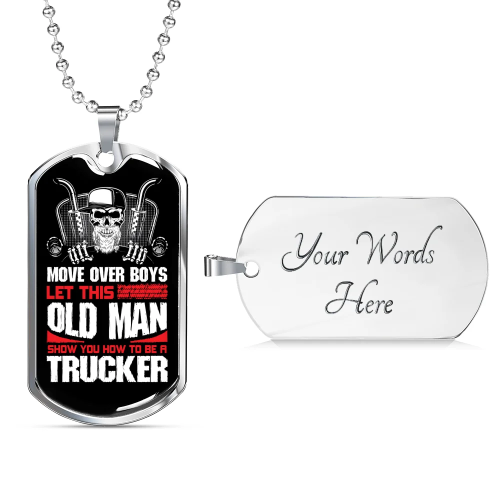 Dog Tag Stainless Steel or 18k Gold 24" Chain V637