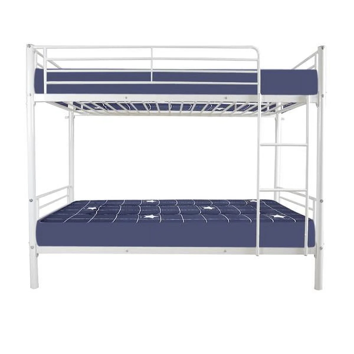 Twin Over Full Bunk Bed with Ladder and Guardrail White L487391