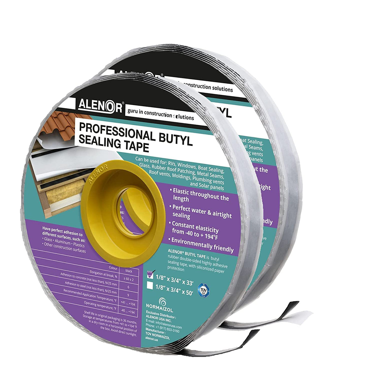 Butyl Rubber Tape 1/8'' x 3/4 x 33 Feet D614