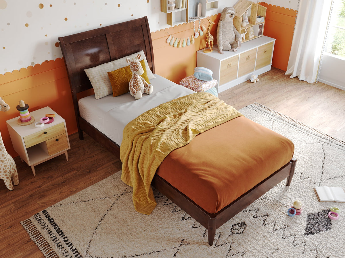 Twin Solid Wood Sleigh Platform Bed L66257