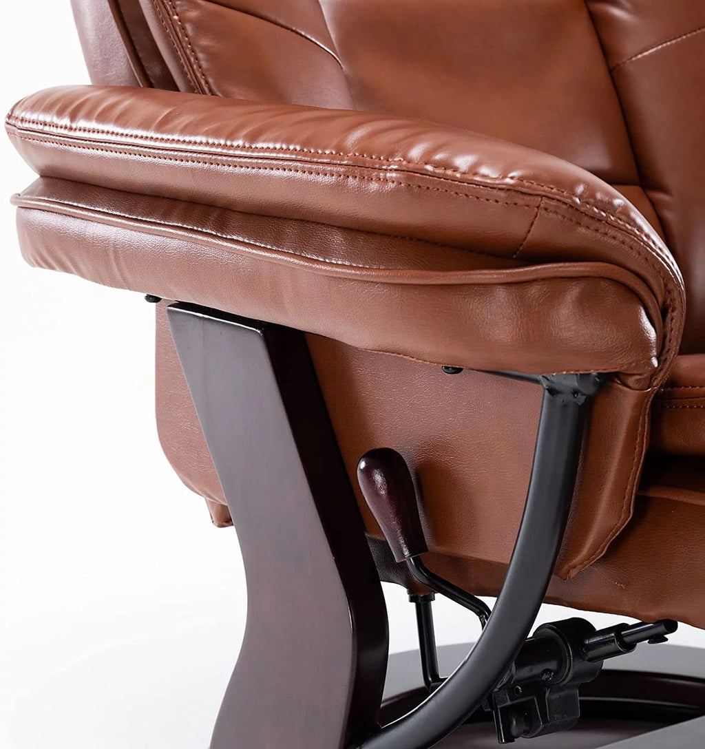 Brown Faux Leather Recliner with Ottoman U5593