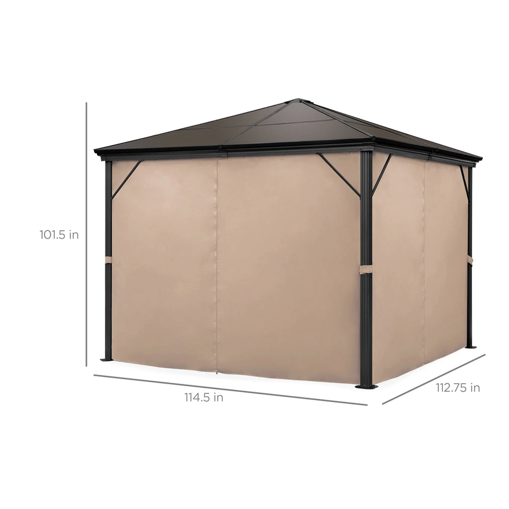 10x10ft Hardtop Gazebo with Side Curtains, Netting H551