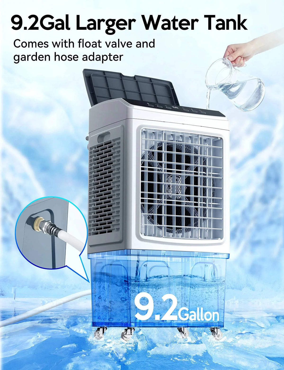 Evaporative Air Cooler, 2200CFM 9.2Gallon with Remote Control X818
