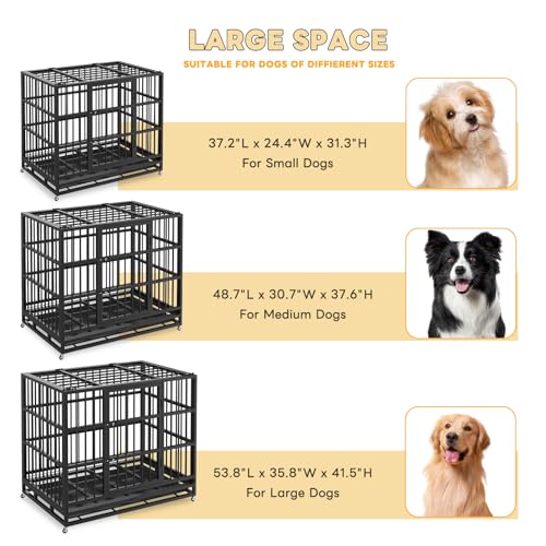 48 Inch Heavy Duty Dog Crate with Lockable Wheels H490329