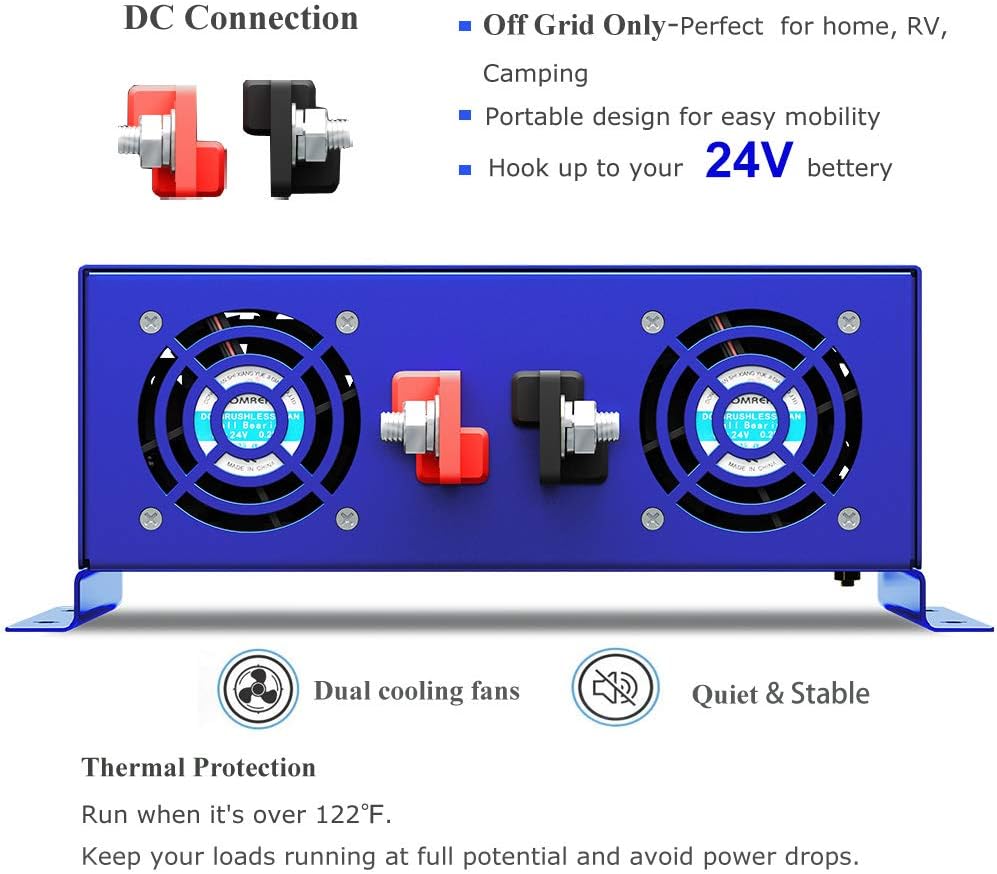 2000 Watt Pure Sine Wave Power Inverter 24V DC to 120V AC L40648
