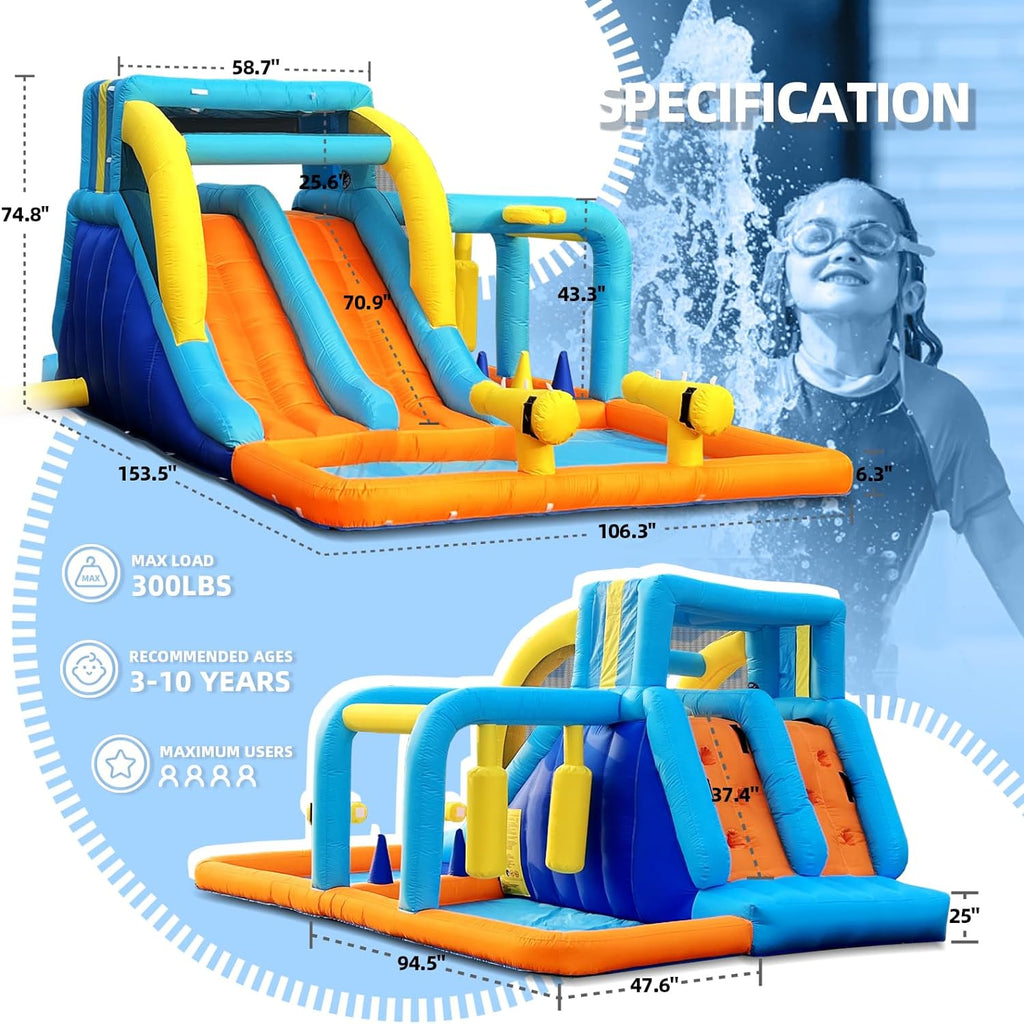 6 in 1 Inflatable Water Slide Bounce House with Air Blower I706