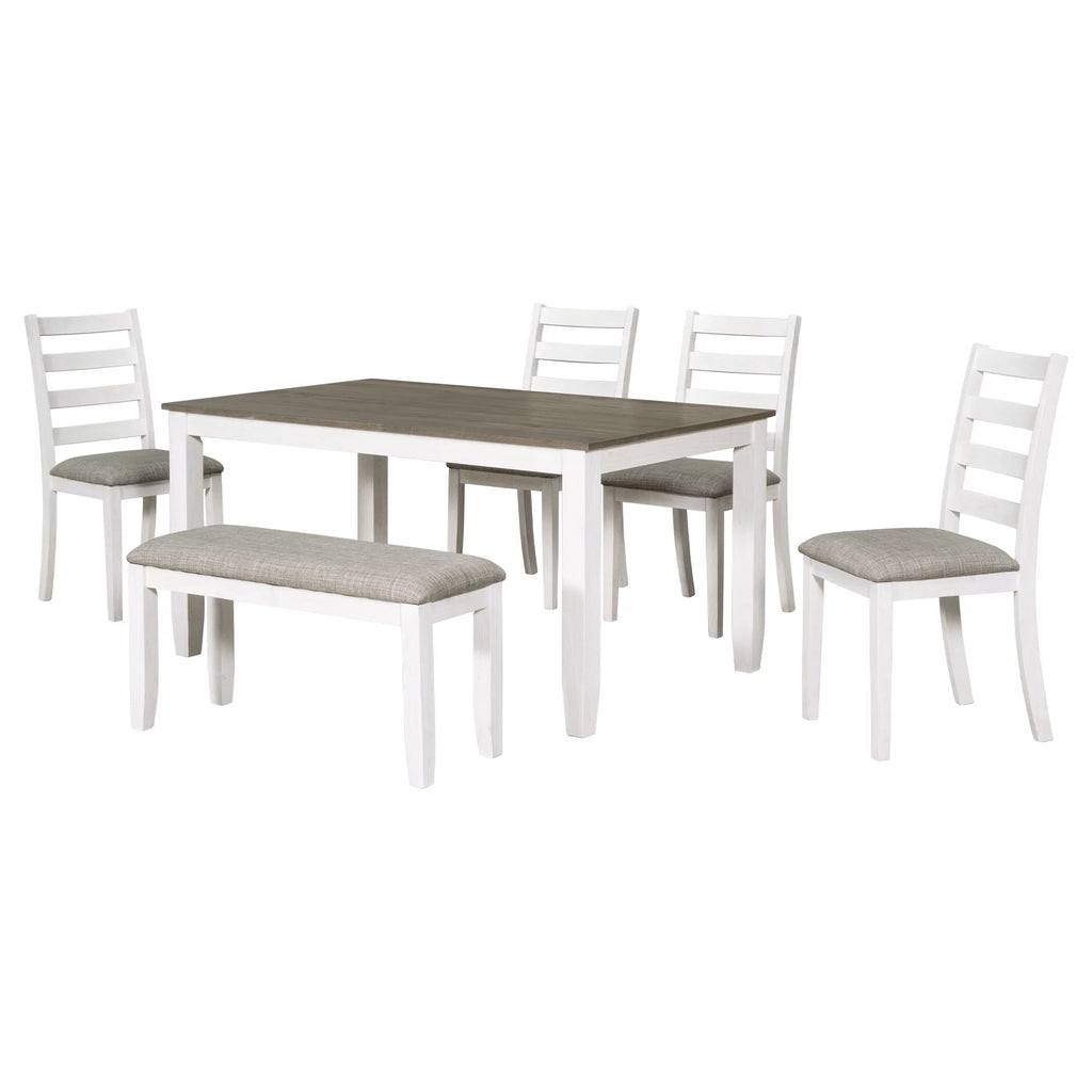 6-Piece Dining Table Set with 4 Upholstered Chairs and Bench B29690