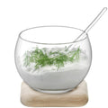 Clear Serve Dip Set with Oak Base C91913