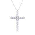 18K White Gold Over Silver Diamond Cross Pendant Necklace N990762