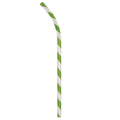 7 3/4x22 Jumbo Green / White Striped Unwrapped Paper Straw R9429