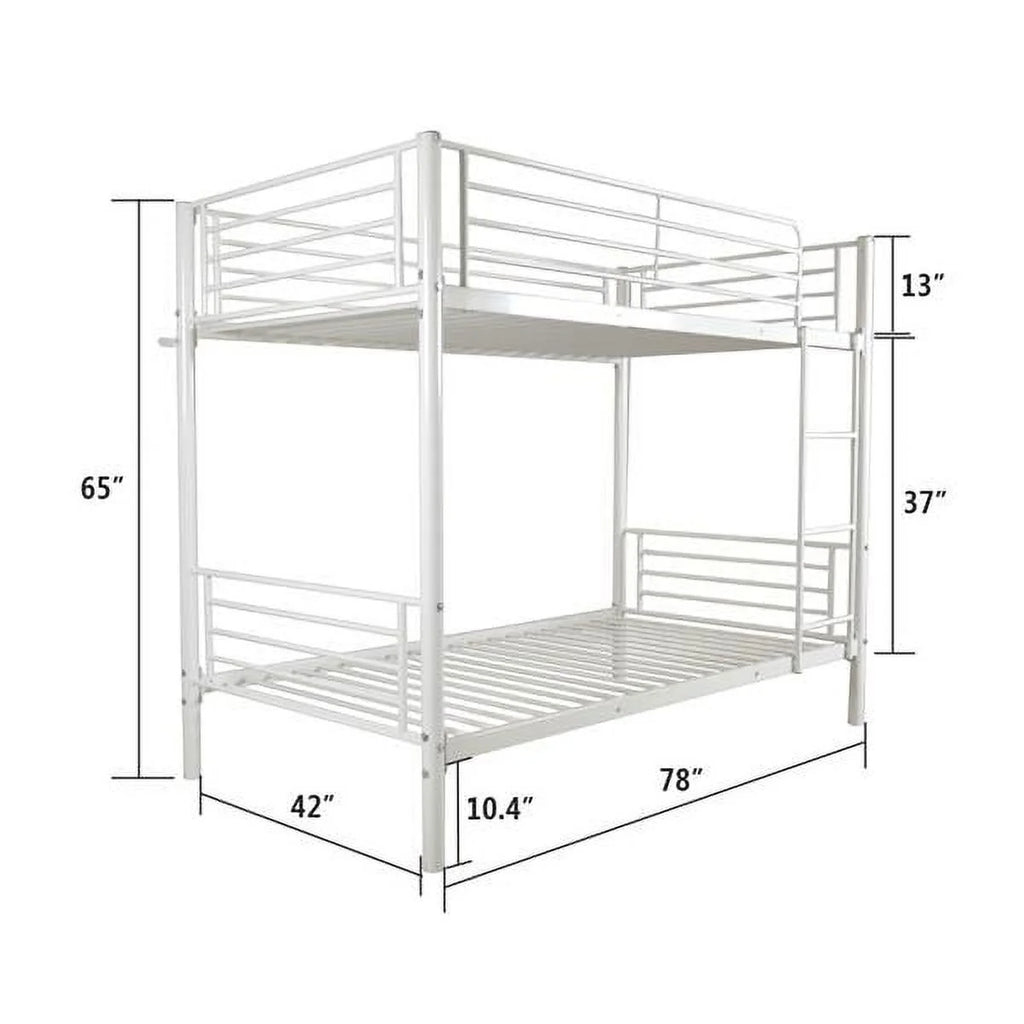 Twin Over Full Bunk Bed with Ladder and Guardrail White L487391